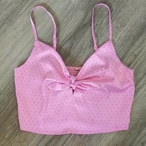 H&M pink polka dot Barbie style satin crop top